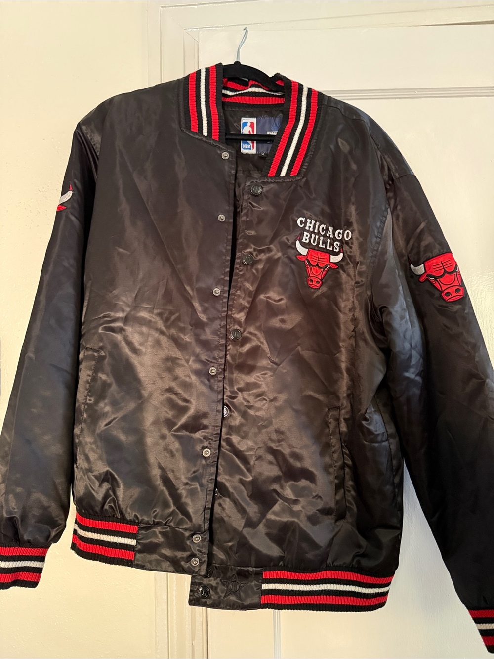 NBA Chicago Bulls Black Satin Jacket